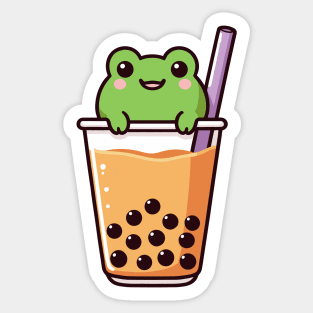 Bubble Tea Frog Sticker